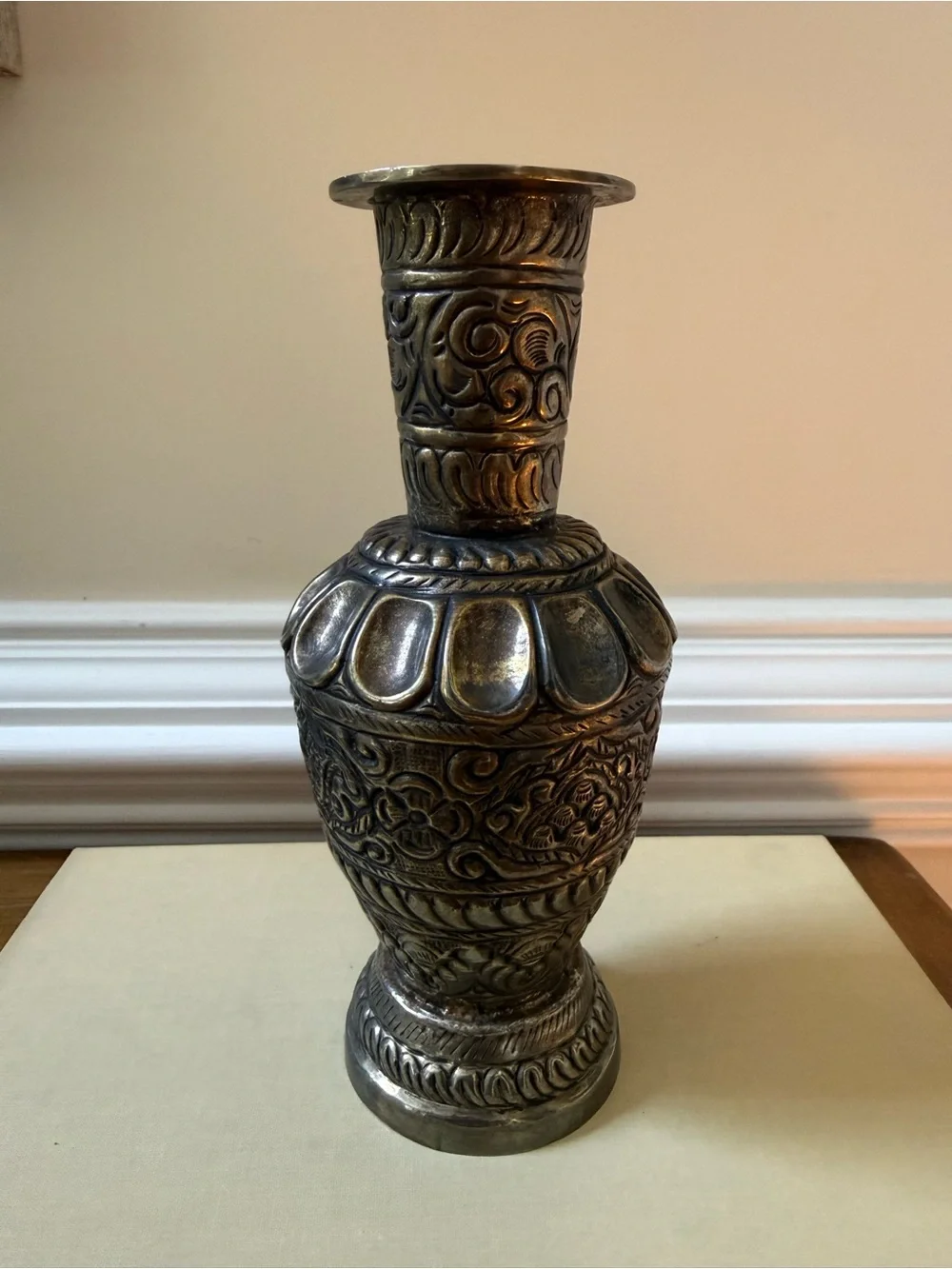 Ornate Vintage Indian Decorative Vase - 7.25”